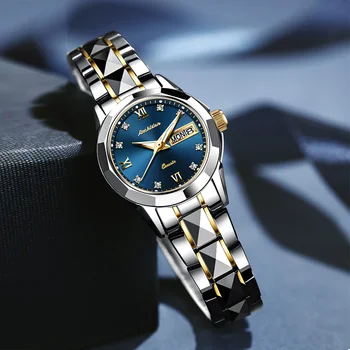 TAXAU Luxusné Hodinky Pre Ženy, Zafír Automatické Vysokej Kvality Dovážaných Mechanického Pohybu Nerezové Náramkové hodinky Laides Darček