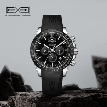 BEXEI 9131 Automatický pohyb mechanické módy Muž hodinky Luxusné kostra syntetický zafír, vodotesné hodinky pre mužov novinky