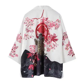 Letné Kvetinové Kapor Vytlačené Japonské Kimono Cardigan Haori Yukata Muž Samuraj Kostým Oblečenie Bunda Pánske Tričko