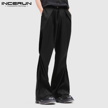 INCERUN kórejský Štýl Novej pánskej Módy Nohavice Pevné Všetky vaše Pohodlné Dlhé Nohavice Micro-flare Trendy Prikryť Pantalons S-5XL