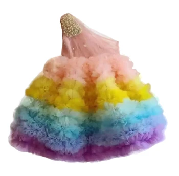 Zákazku Viazané Lístkového Sukne, Baby, Dievčatá Rainbow Party Šaty pre Svadobné Tylu Vianočné Slávnostné Šaty pre 1-14-Rok-starý Deti