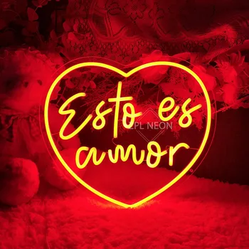 Španielsky Neon Led Prihlásiť Esto Es Amor Neónové Svetlá Svadobná Výzdoba Miestnosti, Spálňa Decor Stene Visí Neónové Značky Strany Bar Prihlásiť USB