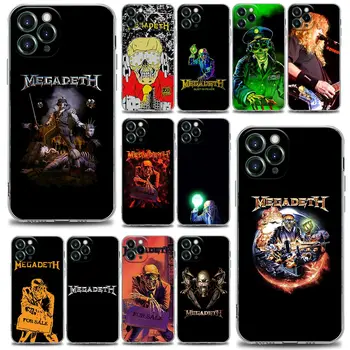 M-Megadeth Logo Lebky Metalová Kapela púzdro pre iPhone 11 12 13 14 15 Pro Max Mini XR XS X 7 8 Plus Mäkké Priehľadný Kryt Funda