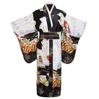 Japonské Tradičné Mladá Dáma Yukata S Obitage Satin Kimono Župan Šaty Vintage Performace Oblečenie Tlač Šaty Onesize