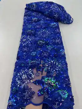 Francúzsky Ťažké Korálkové Flitrami Afriky Tylu Čipky Textílie 2023 Vysokej Kvality Nigérijský Čistý Čipky Pre Ženy, Strán, Svadby