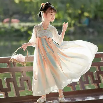 Víla Tradičné Čínske Šaty Pre Dievčatká Fáze Tanečné Šaty Starovekej Čínskej Kostým Dieťa Výšivky Cosplay Oblečenie