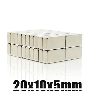 5/10/20/50Pcs 20x10x5 Neodýmu Magnet 20 mm x 10 mm x 5 mm N35 NdFeB Blok Super Silné Silné Permanentné Magnetické Imanes 20*10*5