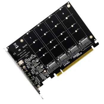 PH44 NVMe 4-Diskové Pole Karty PCI-E Raid Karty Signál Rozdelenie Rozširujúca Karta NVMe Raid PCIe 4.0 3.0 X16 Rozdeliť Karty