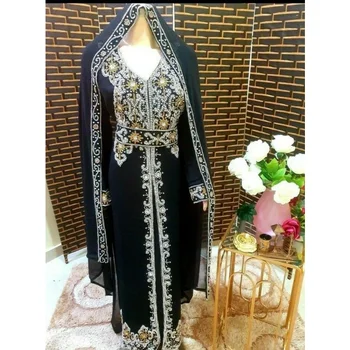 Black Nového Kráľovského Burgundsko Moderný Elegantný Dubaj Marocký Dlhé Tričko Arabské Strany Oblečenie
