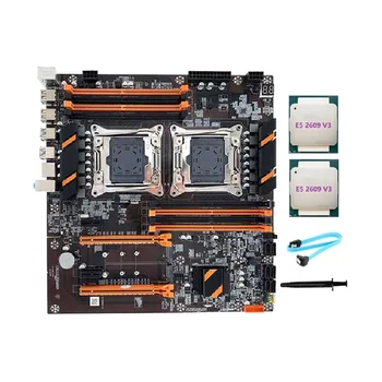 X99 Dual CPU Doske LGA2011 Podporu DDR4 Pamäte ECC Doske+2XE5 2609 V3 CPU+SATA Kábel+Termálnej pasty
