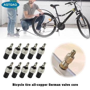 10Pcs/Set Nemecko Typ Bicykli Ventil Core Set Kompatibilný s Drevo Dunlop holandský Bicykel Výmeny Pneumatík Medi, Striebra Časti Bicyklov