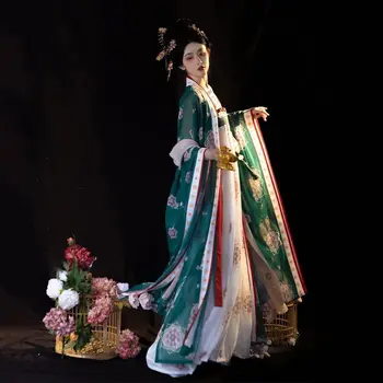Hanfu Šaty Žien Halloween A Karneval Princezná Cosplay Kostým Čínske Tradičné Výšivky Vintage Hanfu Zelené Červené Šaty