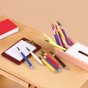 8Pcs 1:12 domček pre bábiky Miniatúrne Pen Mini Farebné Ceruzky, Školské potreby Model Pre Bábika Dom Dekor Deti Predstierajú, že Hrať Hračky