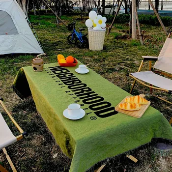2023 Nový Zelený List Strapce Pletené Prenosné Outdoor Camping Piknik Mat Vintage Hodiť Prikrývky na Posteľ Nap Deka Gauč Kryt
