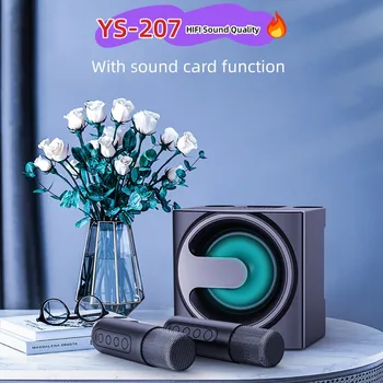 Bezdrôtový Bluetooth YS207 Domov KTV Bezdrôtový Prenosný Reproduktor s dvojitým Mikrofónom Vonkajšie Domov Zvukový Systém Karaoke, Všetko v Jednom Stroji