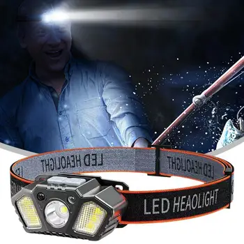 LED Senzor Svetlomet Nepremokavé Vedúci Svetlo Svetlometu USB Nepremokavé Nabíjateľná Svetlá Baterky Batérie Vonkajšie Postavený-v Campi S6H8