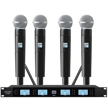 Bezdrôtový Mikrofón Ručný Mikrofón Profesionálne 4Ch UHF Systém pre Karaoke KTV Live Stage Výkon Výučby Konferencie