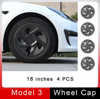 Pre Tesla Model 3 Hub Čiapky 18-Palcové ABS Medené Mince Štýl Zatmenie Kryty Kolies Custom Fit 2017-2023 Rim Chrániče 4pcs