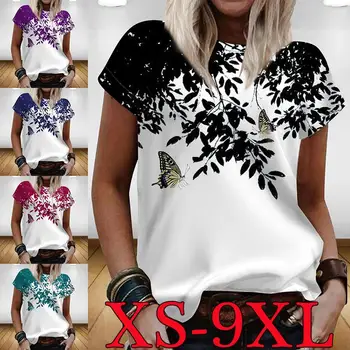 Ženy Móda 2022 Nové Letné Sexy Bežné Tlačené Krátke Rukáv V Krku T-Shirt Topy XS-9XL