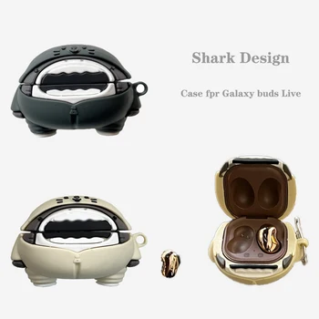 Žralok Dizajn obal pre Samsung Galaxy Puky Live / Puky Pro / Puky 2 / Buds2 Pro Prípade Roztomilý Kreslený Slúchadlá Kryt Prípade Príslušenstvo