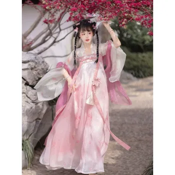 2023 Jeseň Originálne Sladké Ružová Víla Cosplay Šaty Tradičnej Čínskej Hanfu 2 ks pre Ženy, Modrá Princezná Šaty Prom Šaty