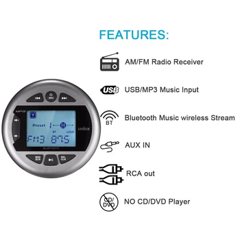 Digitálny Nepremokavé Rádio Media Stereo Prijímač, Digitálny AM, FM, USB TF AUX v MP3 Prehrávač Reproduktor Zariadení, Dodávky Pre ATV, UTV Čln