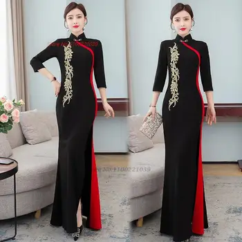 2023 čínsky vintage šaty cheongsam národnej kvetinové výšivky lepšiu qipao čínsky retro ľudovej spoločenské večerné šaty vestido