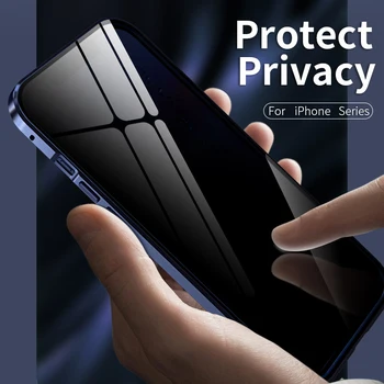 Anti-Peep ochrany Osobných údajov Magnetické Adsorpcie puzdro Pre iPhone 14 13 12 Mini 11 Pro XS Max XR X 8 7 SE2020 Dvojité Sklo ochranný Kryt
