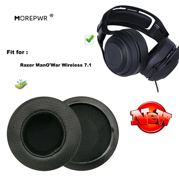Morepwr Nový upgrade Náhradné Ušné Vankúšiky pre Razer ManO'War Bezdrôtový Headset 7.1 Časti Kožený Vankúš Velvet Earmuff Headset