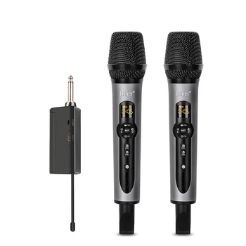 Profesionálny Ručný Dynamický Mikrofón Karaoke Jeden Ťahá Dve UHF Bezdrôtový Mikrofón