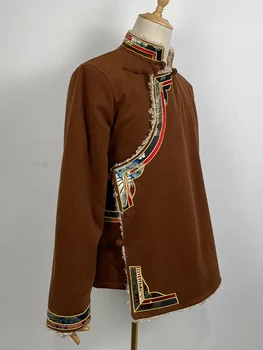 Jeseň Zima Mužov Tibetskej Bunda Čínske Tradičné Oblečenie Východ orientálnou Tibete Kabát Etnický Štýl Topy Muž