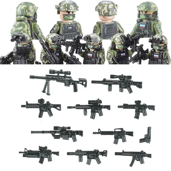 Moderné Vojenské Rusko Špeciálnych Policajných Útvarov Stavebné Bloky Vojak, Mesto SWAT Commando Zbrane Vesta Tehly Deti Hračky