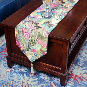 Nádherné Vták Výšivky Stôl Runner Priadze-farbené Lacquard Textílie Obrus Vysokou Hustotou Výšivky Tabuľka Kryt Tabuľka Vlajka
