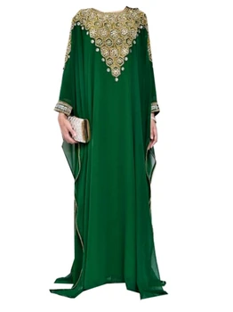 Zelená Dlhý Rukáv Šaty Moroccon Farasha Župan Caftans Islamskej Šaty Arabských Dlhé Šaty Maškarný
