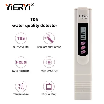 Yieryi TDS Meter Digitálne TDS-3 Filter Kvality Vody Čistota Akvárium Tester 0-9990ppm pre Pitnej Vody Akvária Hydroponics