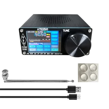 ATS25X1 Si4732 Všetky Band Rádio Prijímač, FM, LW(MW / SW) SSB +2,4-Palcový Dotykový LCD +Bič Anténa +Batéria + USB Kábel+Reproduktor