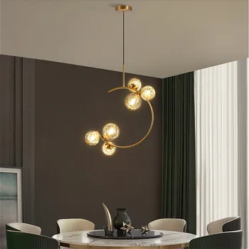 Moderný minimalistický sklenenú guľu zlaté LED prívesok na čítanie Nordic obývacej izby, spálne, kuchyne, dekorácie, lampy, jedáleň luster