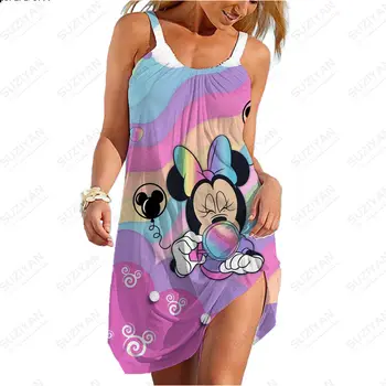 2023 Módy Sexy Šaty 2023 Nové Príležitostné Popruh Šaty Voľné Pás Disney bez Rukávov 3D Šaty Žien Havajská Tlač Plážové Šaty
