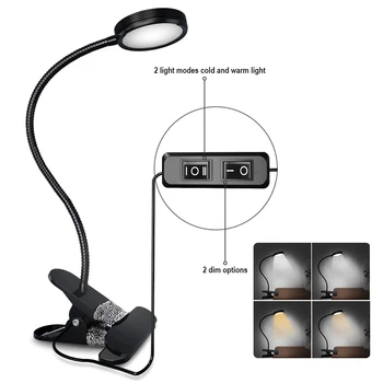 USB Oko-chránené Knihy Svetlo Led Mini Clip-On Stolná Lampa Flexibilné Dekoratívne Noc Vnútorné Osvetlenie Lampa na Čítanie Postele Čelo postele