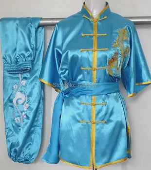 unisex shaolin Kung fu šaty, obleky Výšivky dragon uniformy bojových umení oblečenie nastavuje vysoko kvalitné modrá