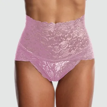Nohavičky Sexy Čipka Oka Stručný Ženy Bezšvíkové Vysoký Pás Tangá Hip Výťah Bielizeň Solid Farba Transparentná Pohodlné Underpant