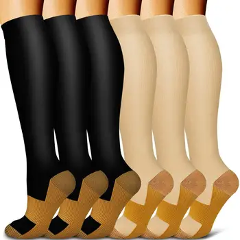 Dlhé trubice ponožky, jednofarebné športové tlak ponožky, elastické ponožky, meď ion kompresné ponožky, vonkajší cyklistické ponožky