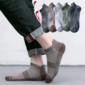 5 Párov/Veľa kvalitných Jar A v Lete Mužov Pruhované Ponožky Bežné Neviditeľné Priedušná Pohodlné Bavlnené A Ponožky