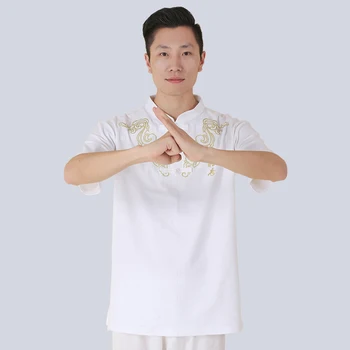 Bojové Umenie Jednotné Tai Chi Oblečenie Wushu Oblečenie Kung Fu Šaty Žien A Mužov Unisex Kun Master T-tričko Krátky Rukáv 2023 Nové