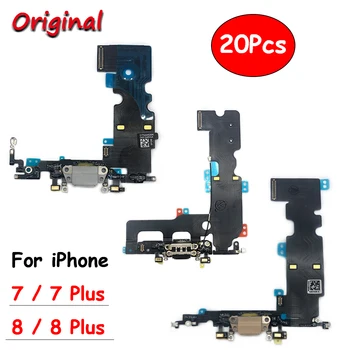 20Pcs，Pôvodného USB Nabíjací Dock Konektor Nabíjacieho Portu Mikrofón Flex Kábel Výmena Za iPhone 7 / 7 Plus / 8 / 8 Plus