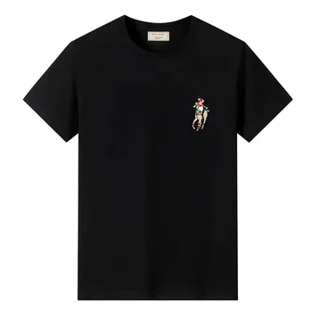 Vyšívané mužov a žien letné bavlnené krátke rukávy T-shirt, príležitostné voľné kovanie vlhkosti wicking krátke rukávy T-shirt
