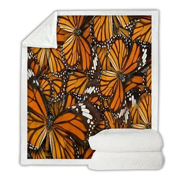 Motýľ Útulný Premium Fleece Deka 3D Vytlačené Sherpa Deka na Posteľ bytového Textilu 04