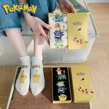 Kawaii Pokemon Kreslených Pikachu Obrázok Bavlnené Ponožky Pokemon Charmander Gengar Anime Cosplay Muži Ženy Krátkej Trubice Ponožka Bavlna Darček