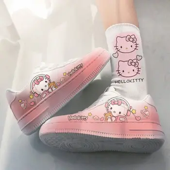 Anime Kawaii Hello Kitty Nový Štýl Biele Topánky Žena Roztomilý Cinnamoroll Študent Pohyb Bežné Všestranná Osobnosť Rada Topánky