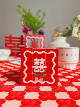 Svadobné Kravatu Zábava Pick-up Rekvizity Vzdelávacie Dodávky Svadobné Izba Dekorácie Tvorivé Čínsky Znak Xi Magické Kocky Blok Hračky